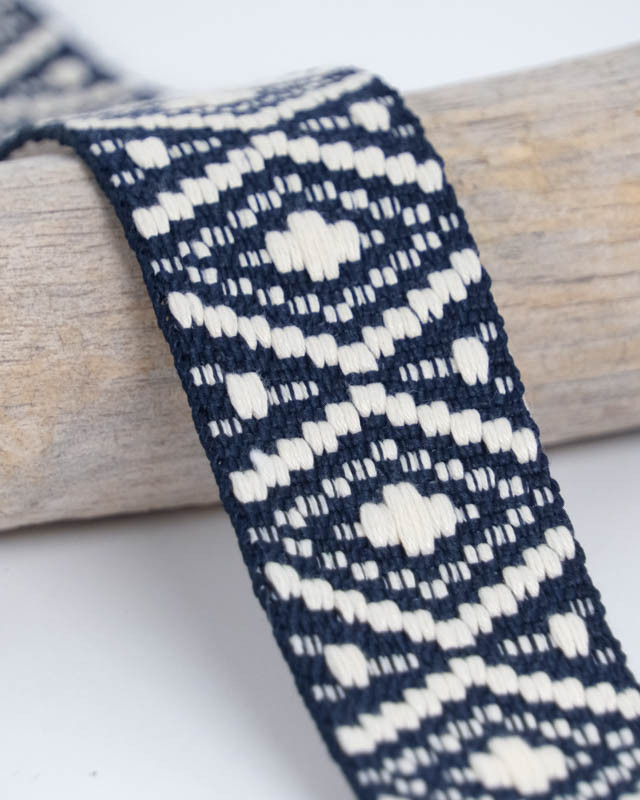 Sangle Fantaisie Losanges Navy 38MM - Maison Klem